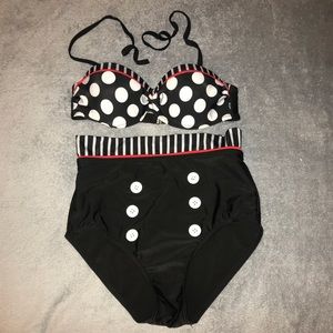 Vintage high waisted polka dot bikini